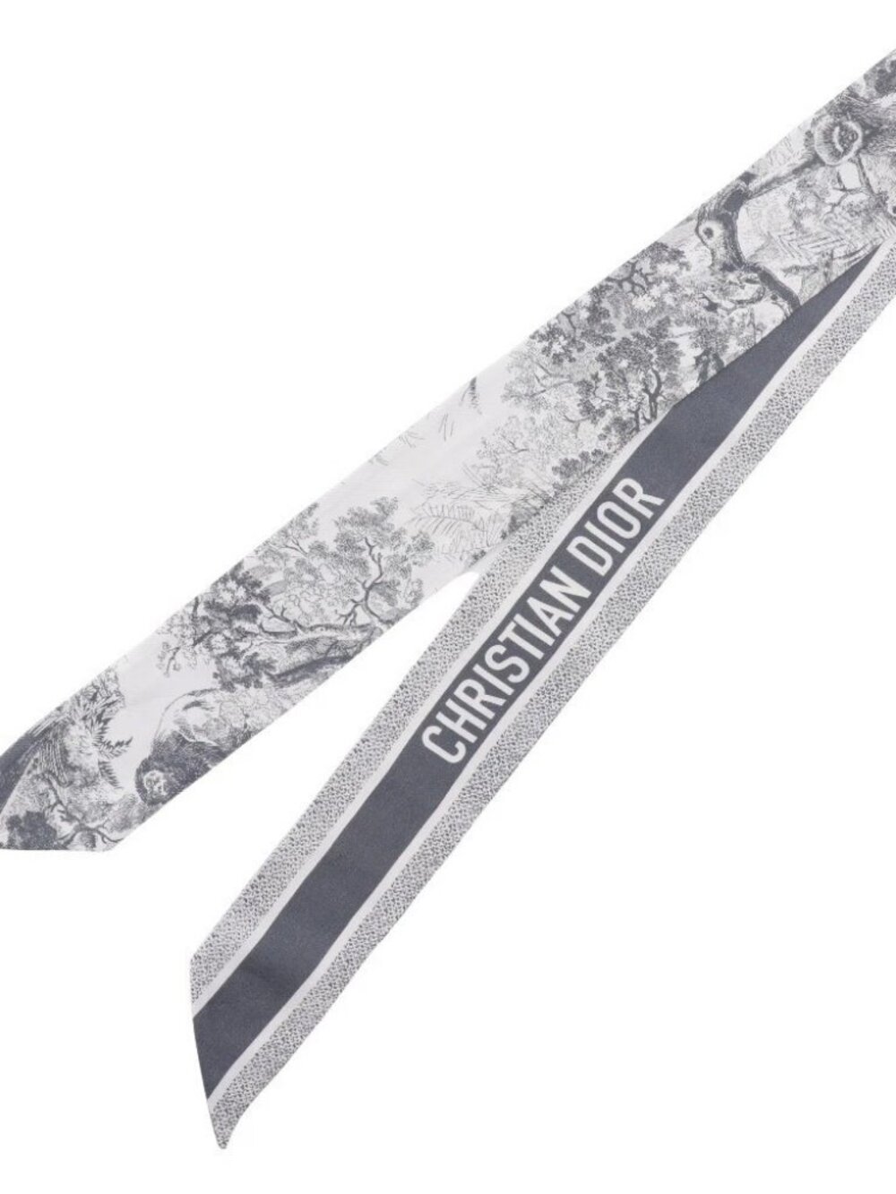 Dior Mitza scarf 15JOU106I602 Toile de Jouy Sauvage ribbon scarf gray silk